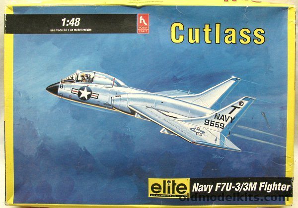 Hobby Craft 1/48 Vought F7U-3/3M Cutlass Elite Issue With Airwaves PE Brass and Cast Metal Struts / Wheels and More / True Details 48402 Resin Ejection Seat - US Navy  VX-4 / VA-212 Bon Homme Richard 1956/57 / VF-124 1955 / VA-12 1956 - (F7U3/3M) - Bagged, HC9600 plastic model kit